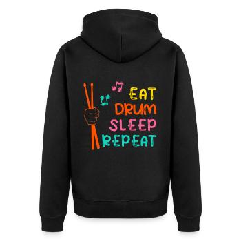 "Eat drum sleep repeat" Drums Drums - Unisex Premium Organic Zip Hoodie - black - Back - Nico (187cm)
