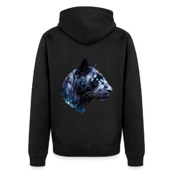 Panther - Unisex Premium Bio Zip Hoodie - Schwarz - Hinten - Nico (187cm)