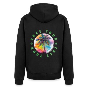 Zrce Tour Urlaub Plame Bunt - Unisex Premium Bio Zip Hoodie - Schwarz - Hinten - Nico (187cm)