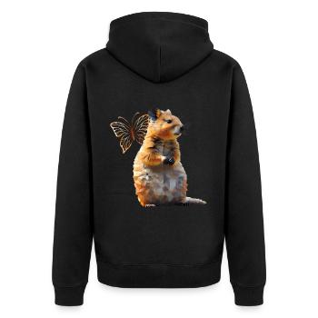 Quokka - Unisex Premium Bio Zip Hoodie - Schwarz - Hinten - Nico (187cm)