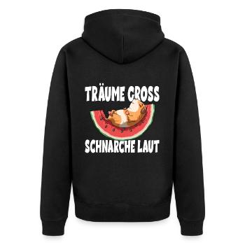 Träume Gross Schnarche Laut - Unisex Premium Bio Zip Hoodie - Schwarz - Hinten - Nico (187cm)