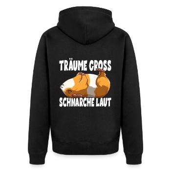 Träume Gross Schnarche Laut - Unisex Premium Bio Zip Hoodie - Schwarz - Hinten - Nico (187cm)