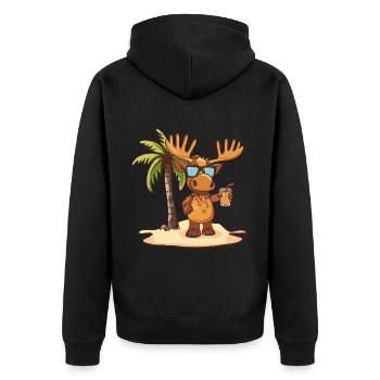 Moose Summer Beach Vacation - Unisex Premium Organic Zip Hoodie - black - Back - Nico (187cm)