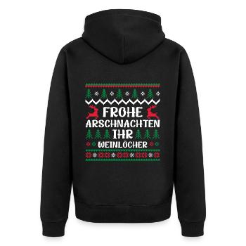 Happy ass nights you wine holes - Unisex Premium Organic Zip Hoodie - black - Back - Nico (187cm)