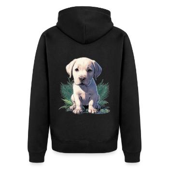 Tropical Puppy 🐾 - Unisex Premium Organic Zip Hoodie - black - Back - Nico (187cm)