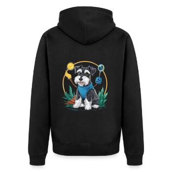 Magischer Zwergschnauzer im Zauberer Outfit - Unisex Premium Bio Zip Hoodie - Schwarz - Hinten - Nico (187cm)