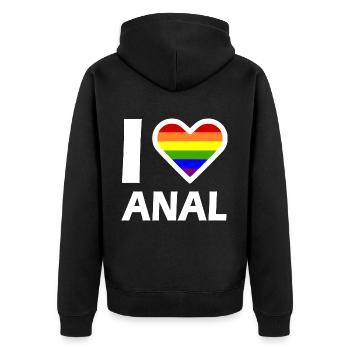 I love anal - Unisex Premium Bio Zip Hoodie - Schwarz - Hinten - Nico (187cm)