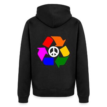 Signe lgbt de paix - signe de paix - Veste à capuche bio Premium Unisexe - noir - Dos - Nico (187cm)