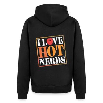 I Love Hot Nerds 22 - Unisex Premium Bio Zip Hoodie - Schwarz - Hinten - Nico (187cm)