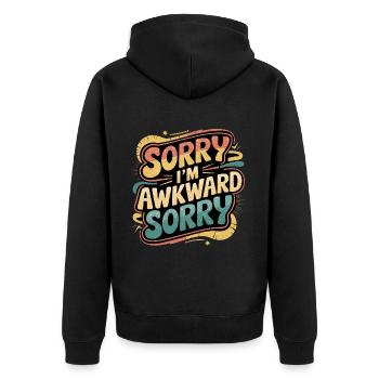 Sorry I'm Awkward Sorry 12 - Unisex Premium Bio Zip Hoodie - Schwarz - Hinten - Nico (187cm)