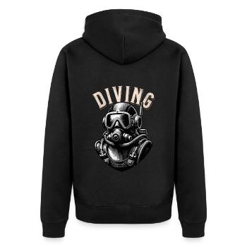 Diving - Unisex Premium Bio Zip Hoodie - Schwarz - Hinten - Nico (187cm)