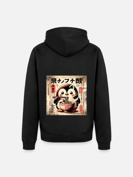 Penguin Ramen - Unisex Premium Organic Zip Hoodie - black