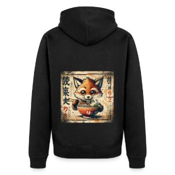 Fuchs Ramen - Unisex Premium Bio Zip Hoodie - Schwarz - Hinten - Nico (187cm)