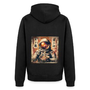 Astronaut Ramen - Unisex Premium Organic Zip Hoodie - black - Back - Nico (187cm)