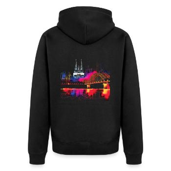 Horizon de Cologne Cathédrale de Cologne Allemagne Ville Coloré - Veste à capuche bio Premium Unisexe - noir - Dos - Nico (187cm)