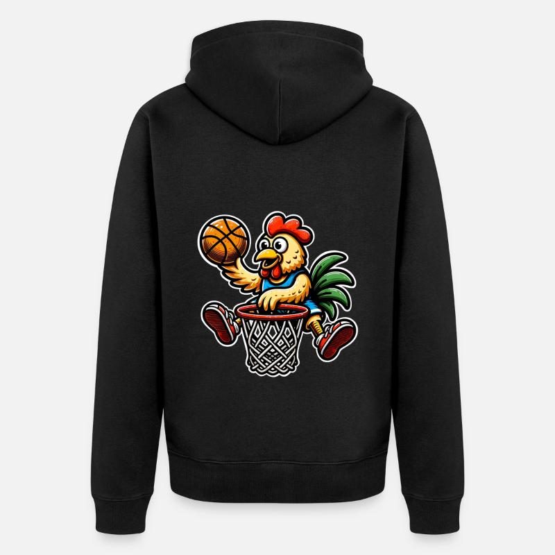 Poulet de basket-ball - Veste à capuche bio Premium Unisexe - noir