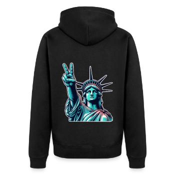 Statue de la Liberté Paix - Veste à capuche bio Premium Unisexe - noir - Dos - Nico (187cm)