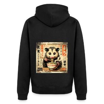 Ramen Opossum Grunge Poster Style - Unisex Premium Organic Zip Hoodie - black - Back - Nico (187cm)