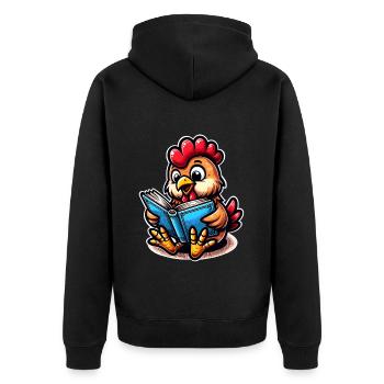 Poulet Lecture Livres Livre Poulets - Veste à capuche bio Premium Unisexe - noir - Dos - Nico (187cm)