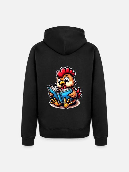 Chicken Reading Books Book Chickens - Unisex Premium Organic Zip Hoodie - black