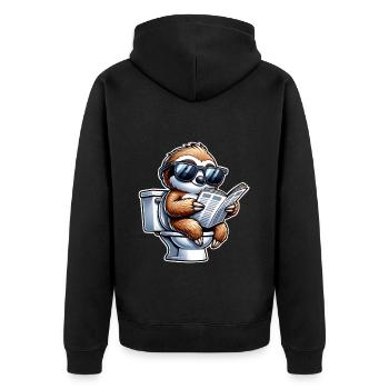 Journal de toilette paresseux - Veste à capuche bio Premium Unisexe - noir - Dos - Nico (187cm)