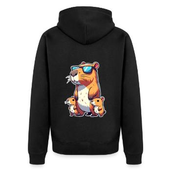 Capybara Papa Enfants Fils Fille - Veste à capuche bio Premium Unisexe - noir - Dos - Nico (187cm)