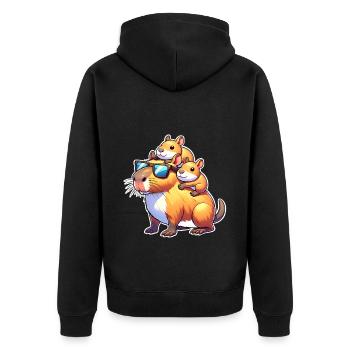 Capybara Papa Fils Fille Enfants - Veste à capuche bio Premium Unisexe - noir - Dos - Nico (187cm)