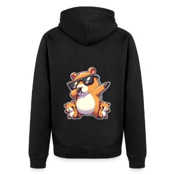 Capybara Papa Sohn Tochter Vater Vatertag - Unisex Premium Bio Zip Hoodie - Schwarz - Hinten - Nico (187cm)