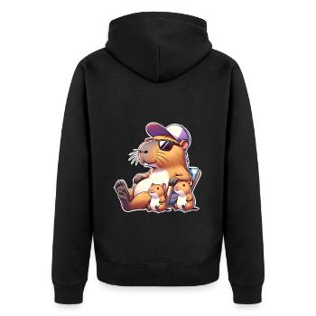 Capybara Papa Enfants Fils Fille Enfants - Veste à capuche bio Premium Unisexe - noir - Dos - Nico (187cm)