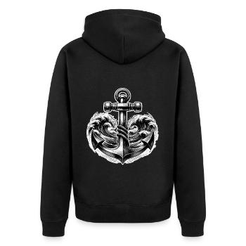 Anker - Unisex Premium Bio Zip Hoodie - Schwarz - Hinten - Nico (187cm)