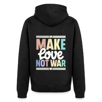 Make Love Not War - Unisex Premium Bio Zip Hoodie - Schwarz - Hinten - Nico (187cm)