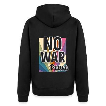 Peace Frieden Freiheit No War - Unisex Premium Bio Zip Hoodie - Schwarz - Hinten - Nico (187cm)