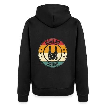 Bowling Squad - Unisex Premium Bio Zip Hoodie - Schwarz - Hinten - Nico (187cm)
