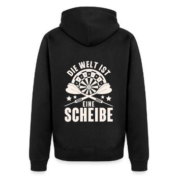 Darts Dart Darten Dartspiel - Unisex Premium Bio Zip Hoodie - Schwarz - Hinten - Nico (187cm)