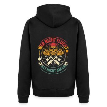 Darts - Unisex Premium Bio Zip Hoodie - Schwarz - Hinten - Nico (187cm)