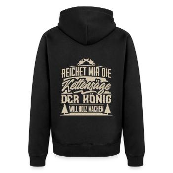 Holzfäller - Unisex Premium Bio Zip Hoodie - Schwarz - Hinten - Nico (187cm)
