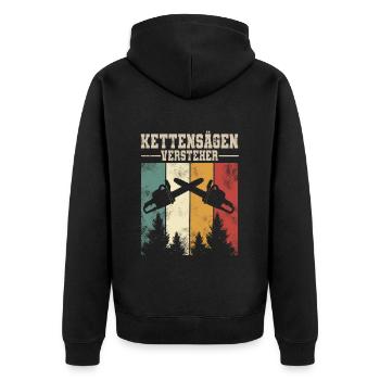 Holzfäller - Unisex Premium Bio Zip Hoodie - Schwarz - Hinten - Nico (187cm)