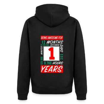 Enfants 1 Années Anniversaire Mois Heures - Veste à capuche bio Premium Unisexe - noir - Dos - Nico (187cm)