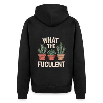 What The Fucculent - Unisex Premium Bio Zip Hoodie - Schwarz - Hinten - Nico (187cm)