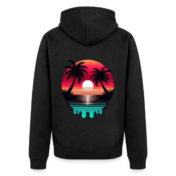 Sunlight summer vibes palm trees beach - Unisex Premium Bio Zip Hoodie - Schwarz - Hinten - Nico (187cm)