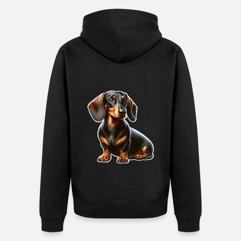 Dackel - Unisex Premium Bio Zip Hoodie - Schwarz