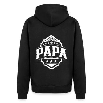 Super Papa Vater Vatertag - Unisex Premium Bio Zip Hoodie - Schwarz - Hinten - Nico (187cm)
