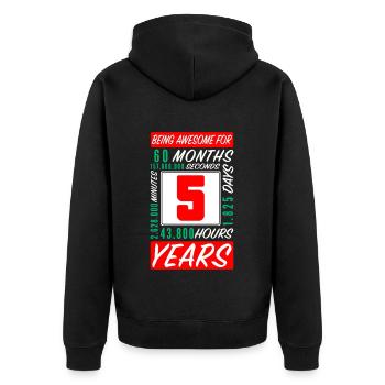 Enfants 5 Ans Anniversaire Mois Heures - Veste à capuche bio Premium Unisexe - noir - Dos - Nico (187cm)