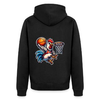Basketball Chicken - Unisex Premium Organic Zip Hoodie - black - Back - Nico (187cm)