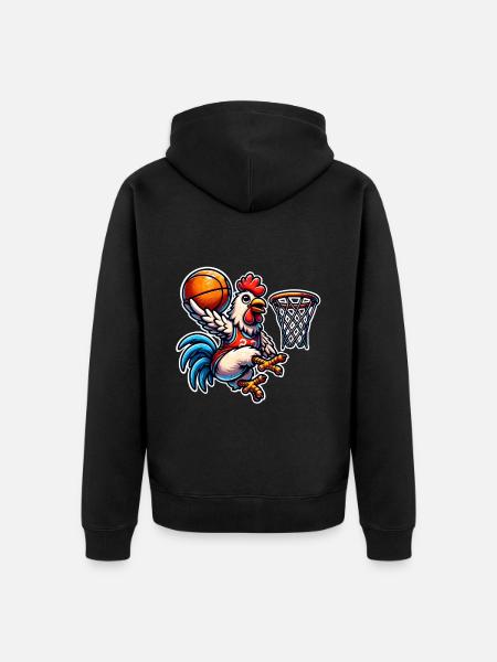 Basketball Chicken - Unisex Premium Organic Zip Hoodie - black
