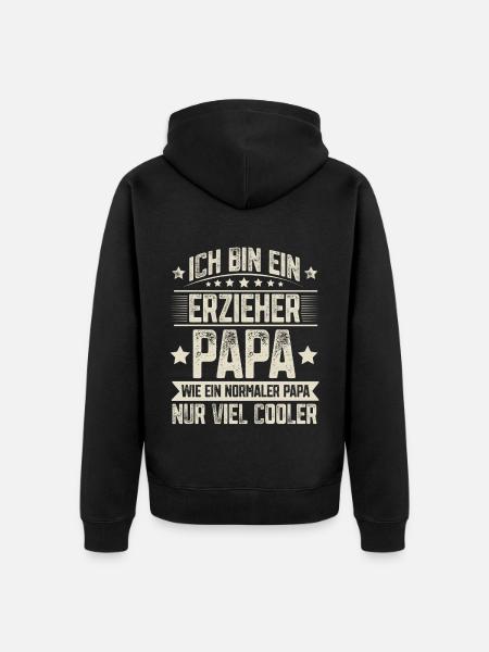 Erzieher Papa - Unisex Premium Bio Zip Hoodie - Schwarz