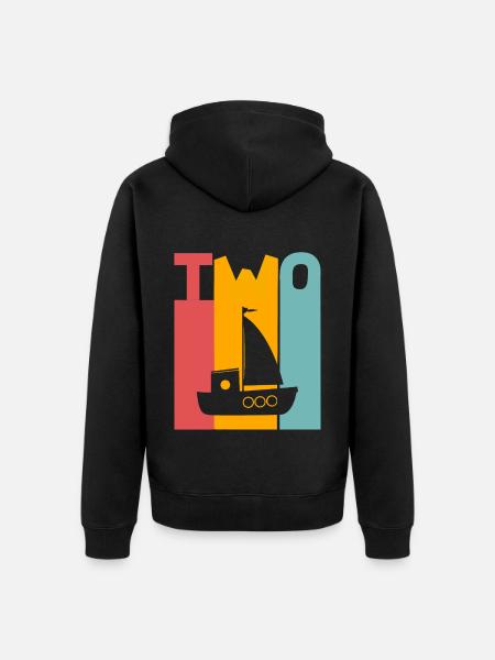 2nd Birthday Sailing Ship - Unisex Premium Organic Zip Hoodie - black