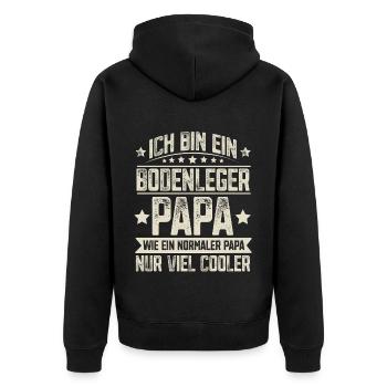 Bodenleger Papa - Unisex Premium Bio Zip Hoodie - Schwarz - Hinten - Nico (187cm)
