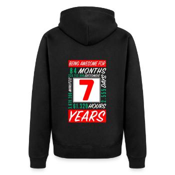 Enfants 7 Ans Anniversaire Mois Heures - Veste à capuche bio Premium Unisexe - noir - Dos - Nico (187cm)