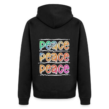 Peace - Unisex Premium Organic Zip Hoodie - black - Back - Nico (187cm)